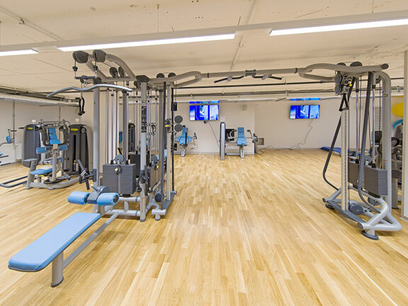 Strength area with cable pulley and various strength machines at ACTIV FITNESS Studio Geneva Rhône