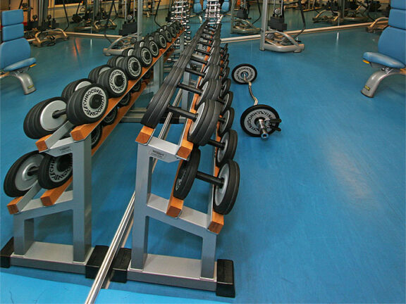 Free weight area with dumbbells and dumbbells in the ACTIV FITNESS Studio Horgen